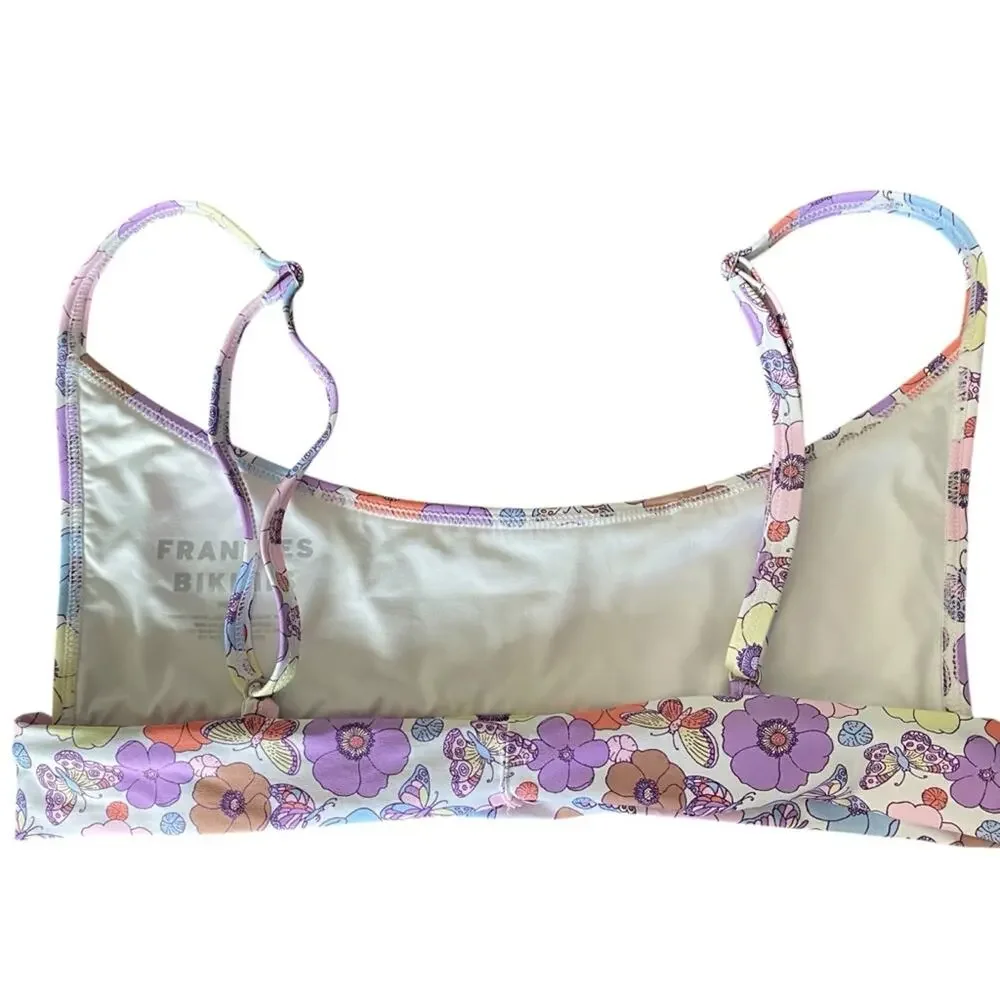 Frankie’s Gavin Bikini Matching Set size Medium White Purple Flowers